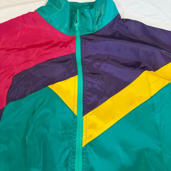 80s 90s Women’s colorblock windbreaker.  Lightweight. Size S. Retro.  Zip front - Picture 5 of 7